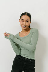Audrey Ribbed Top in Green