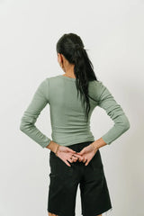 Audrey Ribbed Top in Green