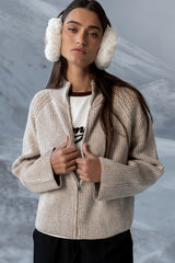 Abbie Ribbed Jacket in Taupe