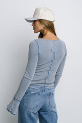 Toby Ribbed Top in Blue