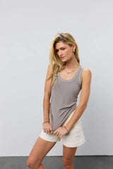 Olivia Ribbed Tank in Grey
