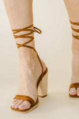 Bianca Lace Up Heels in Camel