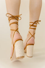 Bianca Lace Up Heels in Camel