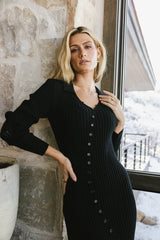 Larissa Ribbed Dress in Black