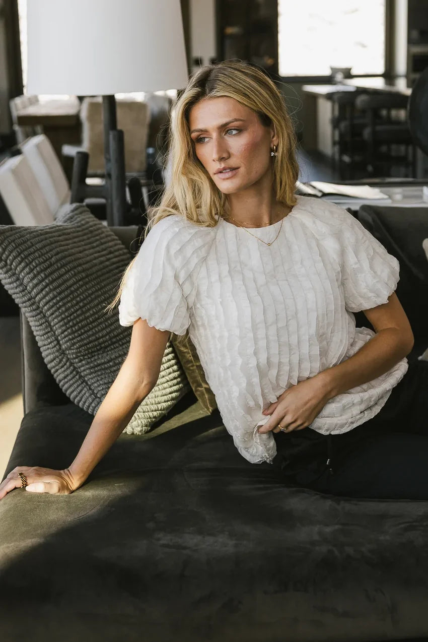 Patton Ruffle Blouse in Cream