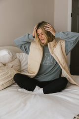 Caelan Puffer Vest in Cream