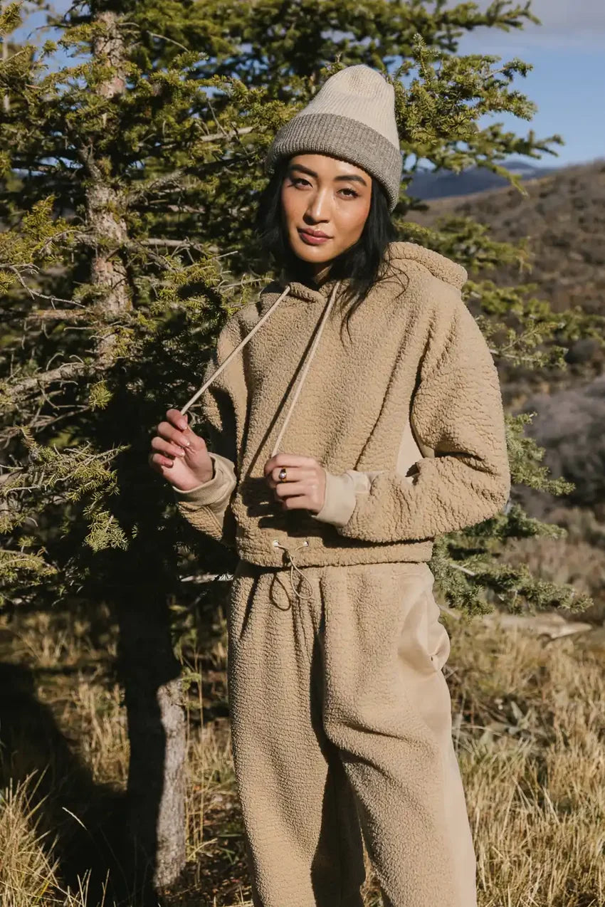 Callie Sherpa Hoodie in Camel