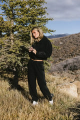 Callie Sherpa Hoodie in Black