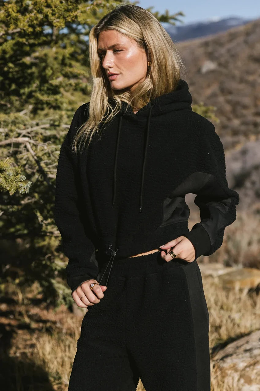 Callie Sherpa Hoodie in Black