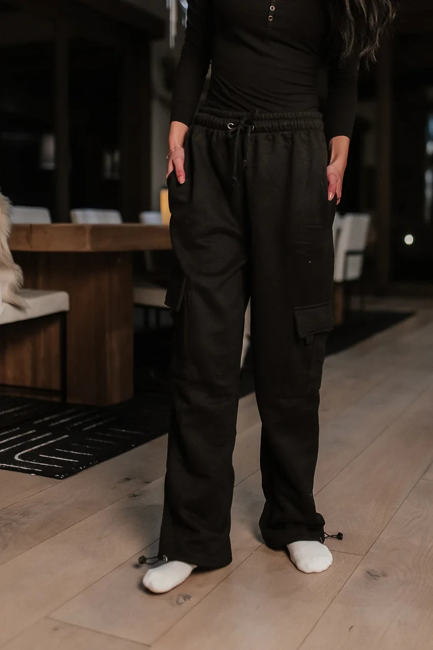 Joanna Cargo Sweatpants in Black