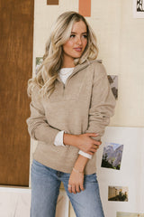 Violet Quarter Zip Sweater in Taupe