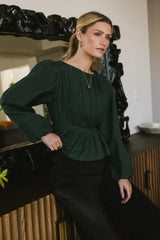 Charlee Pleated Blouse in Green