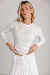 Mauryn Ribbed Top in White