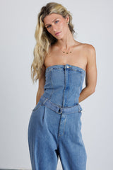 Wide Leg Denim Jumpsuit