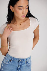 Clara Square Neck Bodysuit in Bone