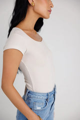 Clara Square Neck Bodysuit in Bone
