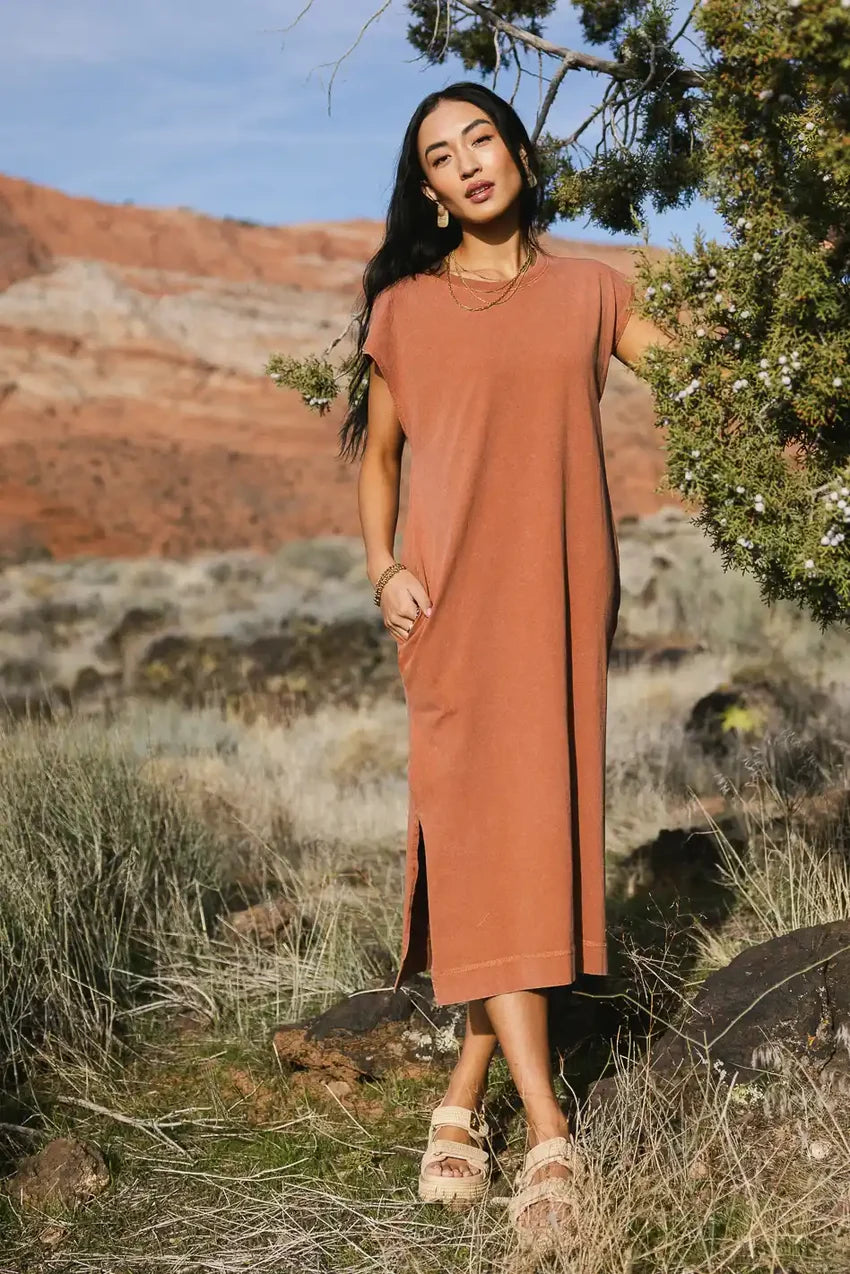 Shelese T-Shirt Dress in Clay