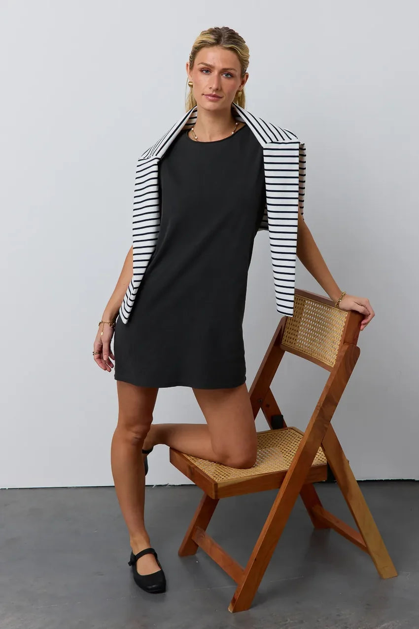 Elena T-Shirt Dress in Black