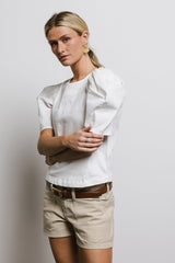 Aubree Denim Top in Cream
