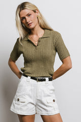 Millie Knit Sweater Top in Olive