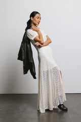 Lace Button Up Dress in Cream