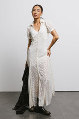Lace Button Up Dress in Cream