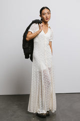 Lace Button Up Dress in Cream