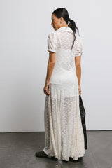 Lace Button Up Dress in Cream