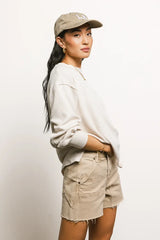 Maria Utility Denim Shorts in Tan