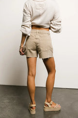 Maria Utility Denim Shorts in Tan