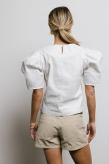 Aubree Denim Top in Cream