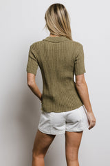Millie Knit Sweater Top in Olive