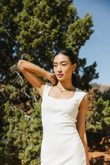 Zarela Ribbed Dress in White