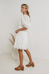 Jaime Eyelet Mini Dress in White