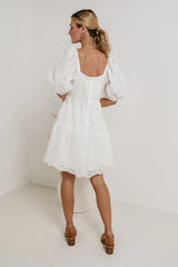 Jaime Eyelet Mini Dress in White