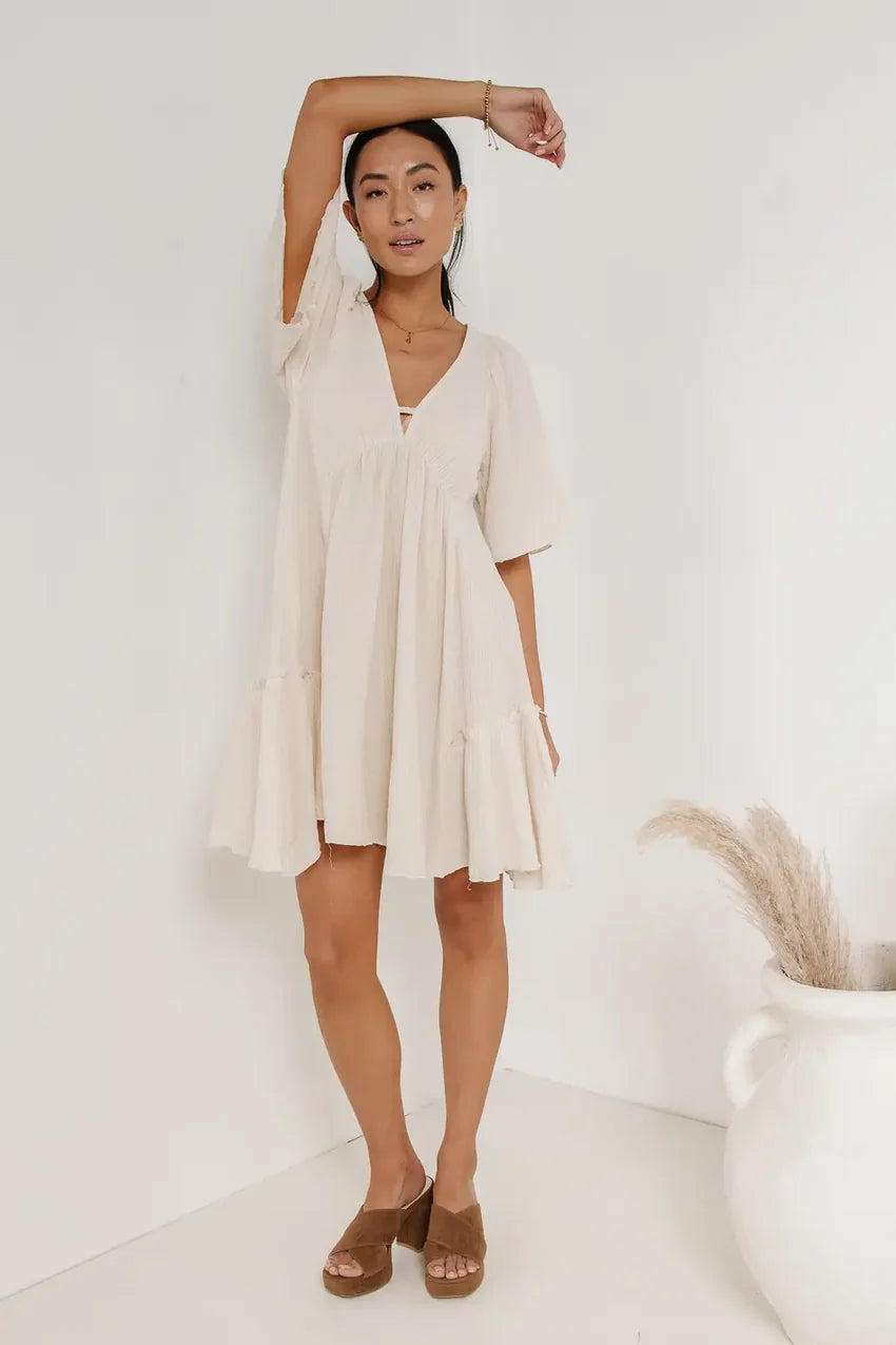 Slow It Down Mini Dress in Cream