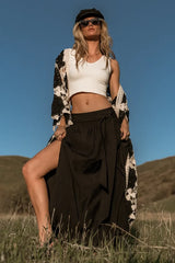 Kiri Double Slit Skirt in Black