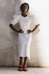 Campbell Denim Dress in Cream