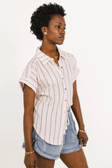 Topanga Striped Button Up in Pink