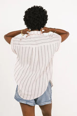 Topanga Striped Button Up in Pink