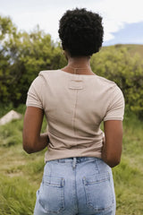 Aybree Ribbed Tee in Taupe
