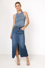 Sleek Jersey Solid Tank in Slate