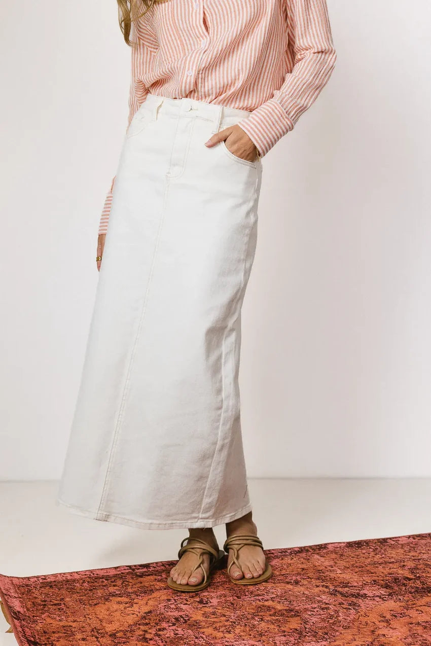 Harley Denim Midi Skirt in Cream