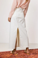 Harley Denim Midi Skirt in Cream