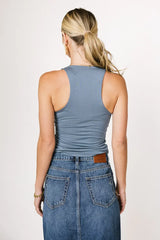 Sleek Jersey Solid Tank in Slate