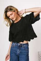 Suzie Crocheted Top in Black