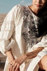 Serendipity Embroidered Midi Dress in Cream