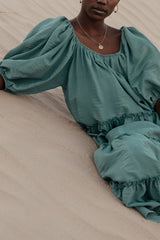 Corinne Tiered Maxi Dress in Blue
