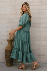 Corinne Tiered Maxi Dress in Blue