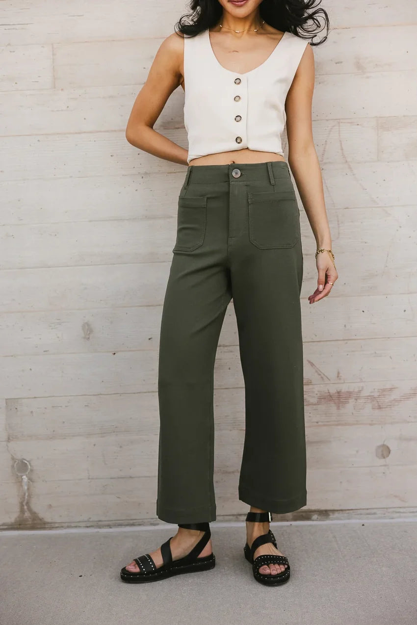 Sadie Wide Leg Pants in Olive